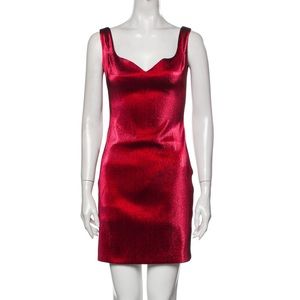 AREA NYC Sparkly Red Mini Dress